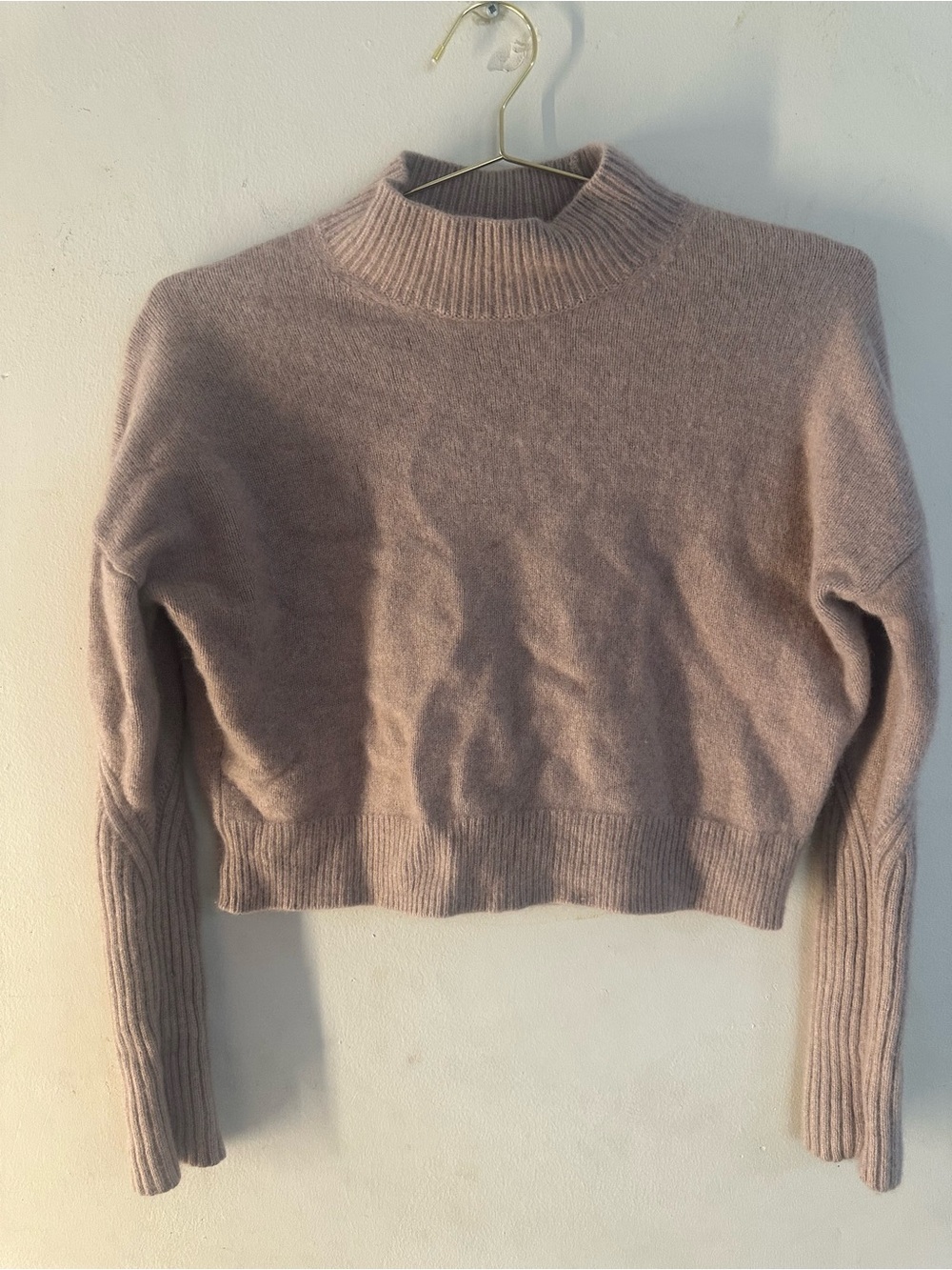 All Saints Dusty Mauve Mock-Neck Cropped Sweater